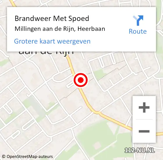 Locatie op kaart van de 112 melding: Brandweer Met Spoed Naar Millingen aan de Rijn, Heerbaan op 28 september 2022 16:49