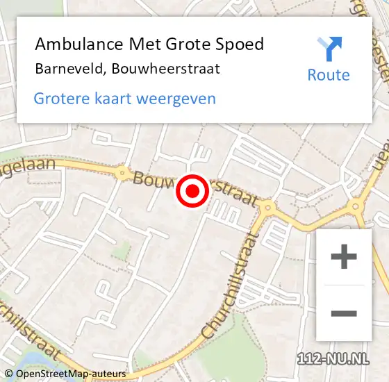 Locatie op kaart van de 112 melding: Ambulance Met Grote Spoed Naar Barneveld, Bouwheerstraat op 28 september 2022 16:49