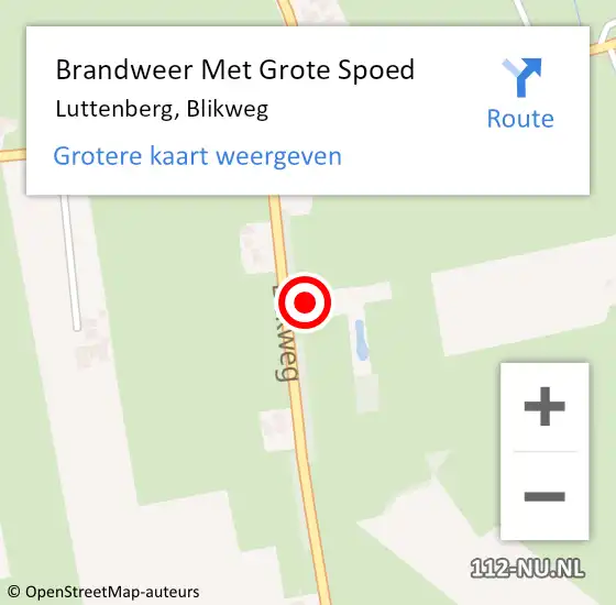 Locatie op kaart van de 112 melding: Brandweer Met Grote Spoed Naar Luttenberg, Blikweg op 28 september 2022 16:53