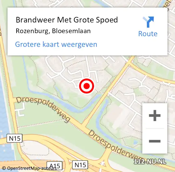 Locatie op kaart van de 112 melding: Brandweer Met Grote Spoed Naar Rozenburg, Bloesemlaan op 28 september 2022 17:11