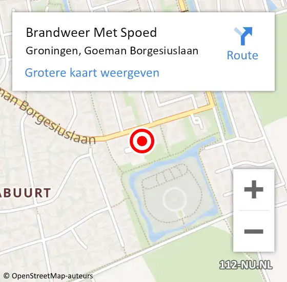 Locatie op kaart van de 112 melding: Brandweer Met Spoed Naar Groningen, Goeman Borgesiuslaan op 28 september 2022 17:13