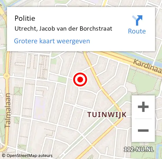 Locatie op kaart van de 112 melding: Politie Utrecht, Jacob van der Borchstraat op 28 september 2022 17:18