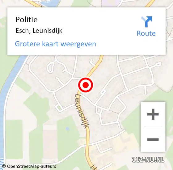 Locatie op kaart van de 112 melding: Politie Esch, Leunisdijk op 28 september 2022 17:22