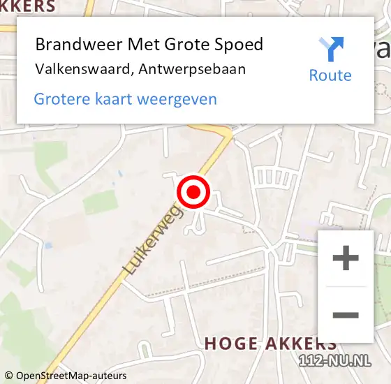 Locatie op kaart van de 112 melding: Brandweer Met Grote Spoed Naar Valkenswaard, Antwerpsebaan op 28 september 2022 17:32