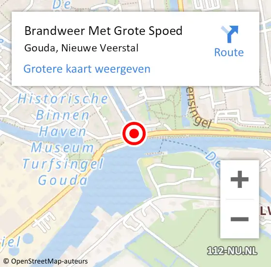 Locatie op kaart van de 112 melding: Brandweer Met Grote Spoed Naar Gouda, Nieuwe Veerstal op 28 september 2022 17:45