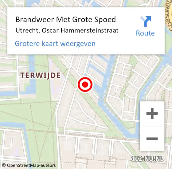 Locatie op kaart van de 112 melding: Brandweer Met Grote Spoed Naar Utrecht, Oscar Hammersteinstraat op 28 september 2022 18:08