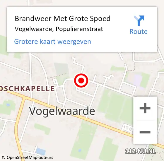 Locatie op kaart van de 112 melding: Brandweer Met Grote Spoed Naar Vogelwaarde, Populierenstraat op 30 juli 2014 18:30