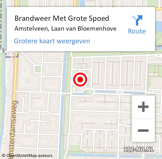 Locatie op kaart van de 112 melding: Brandweer Met Grote Spoed Naar Amstelveen, Laan van Bloemenhove op 28 september 2022 18:40