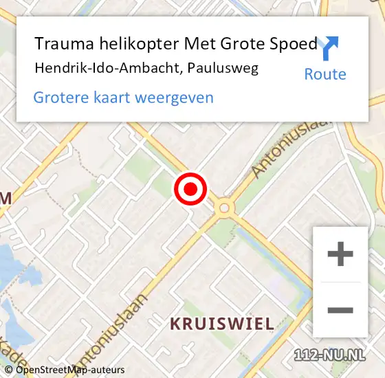 Locatie op kaart van de 112 melding: Trauma helikopter Met Grote Spoed Naar Hendrik-Ido-Ambacht, Paulusweg op 28 september 2022 18:48