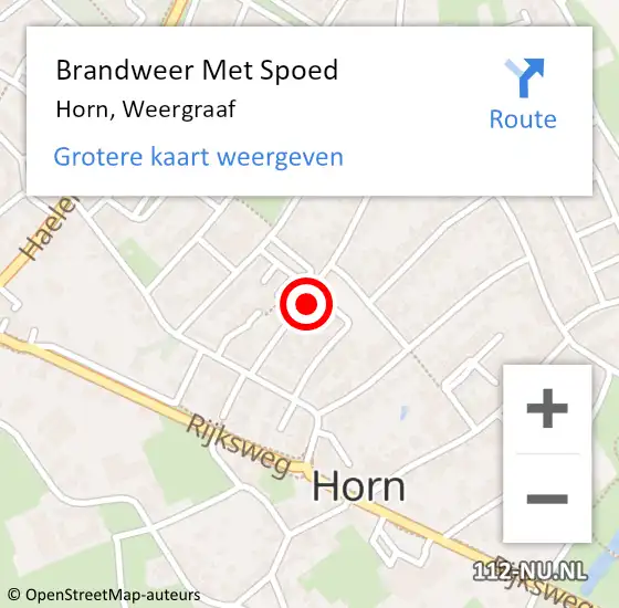 Locatie op kaart van de 112 melding: Brandweer Met Spoed Naar Horn, Weergraaf op 28 september 2022 18:49