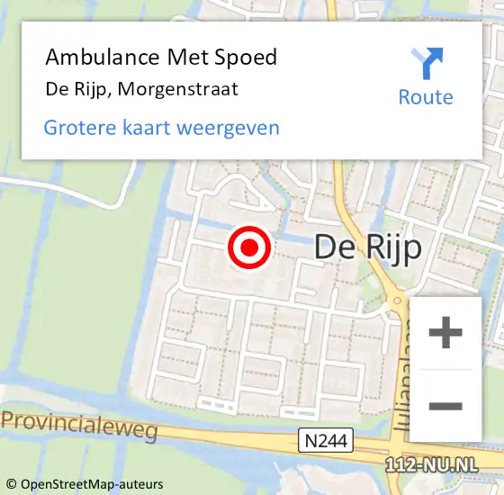 Locatie op kaart van de 112 melding: Ambulance Met Spoed Naar De Rijp, Morgenstraat op 28 september 2022 18:51