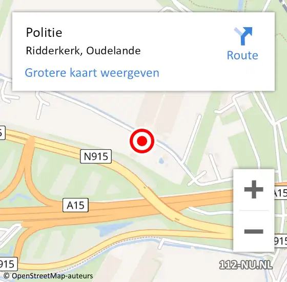 Locatie op kaart van de 112 melding: Politie Ridderkerk, Oudelande op 28 september 2022 18:52