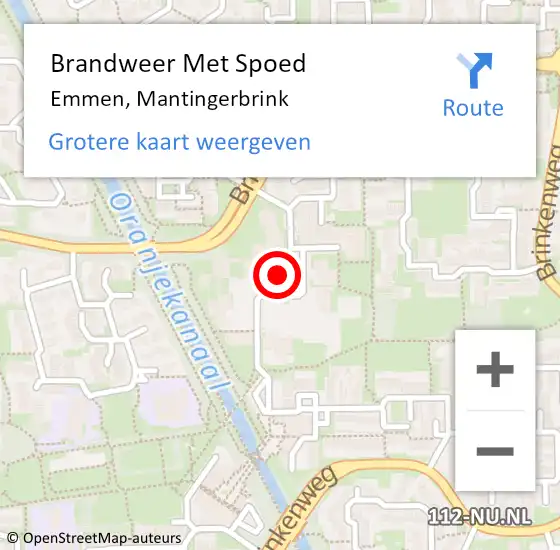 Locatie op kaart van de 112 melding: Brandweer Met Spoed Naar Emmen, Mantingerbrink op 28 september 2022 18:53