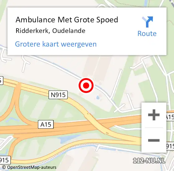 Locatie op kaart van de 112 melding: Ambulance Met Grote Spoed Naar Ridderkerk, Oudelande op 28 september 2022 19:04