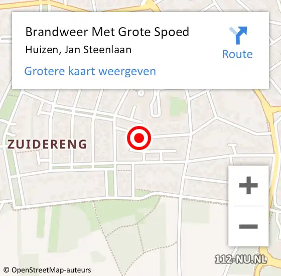 Locatie op kaart van de 112 melding: Brandweer Met Grote Spoed Naar Huizen, Jan Steenlaan op 28 september 2022 19:04