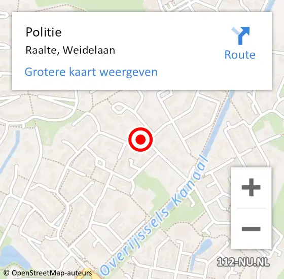 Locatie op kaart van de 112 melding: Politie Raalte, Weidelaan op 28 september 2022 19:05