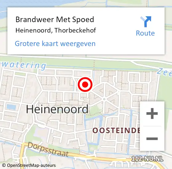 Locatie op kaart van de 112 melding: Brandweer Met Spoed Naar Heinenoord, Thorbeckehof op 28 september 2022 19:06