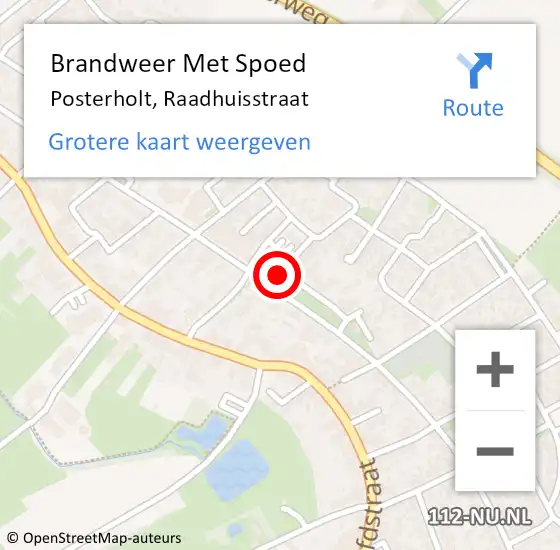 Locatie op kaart van de 112 melding: Brandweer Met Spoed Naar Posterholt, Raadhuisstraat op 28 september 2022 19:07