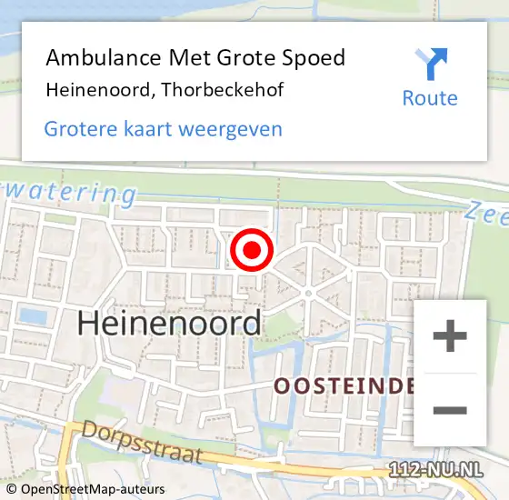 Locatie op kaart van de 112 melding: Ambulance Met Grote Spoed Naar Heinenoord, Thorbeckehof op 28 september 2022 19:08