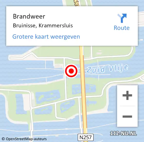 Locatie op kaart van de 112 melding: Brandweer Bruinisse, Krammersluis op 28 september 2022 19:41