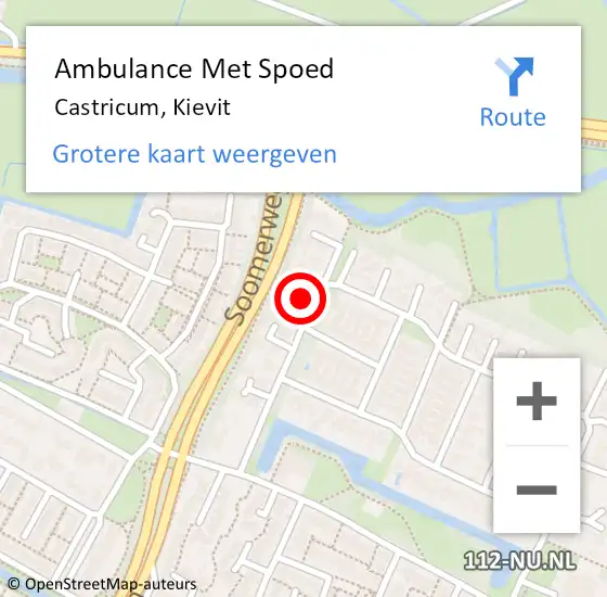 Locatie op kaart van de 112 melding: Ambulance Met Spoed Naar Castricum, Kievit op 28 september 2022 19:46