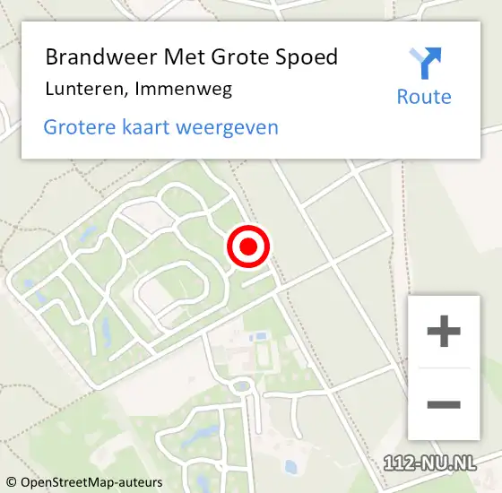 Locatie op kaart van de 112 melding: Brandweer Met Grote Spoed Naar Lunteren, Immenweg op 28 september 2022 19:52