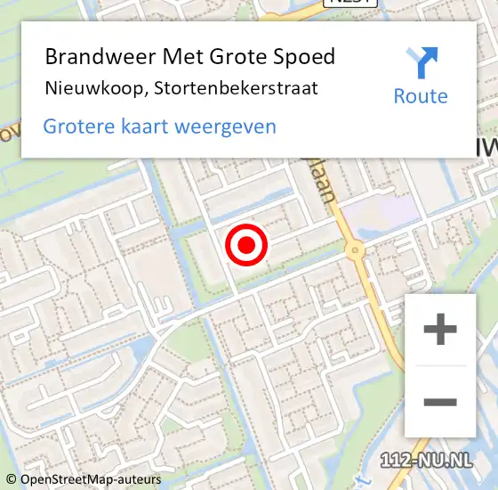 Locatie op kaart van de 112 melding: Brandweer Met Grote Spoed Naar Nieuwkoop, Stortenbekerstraat op 28 september 2022 20:07