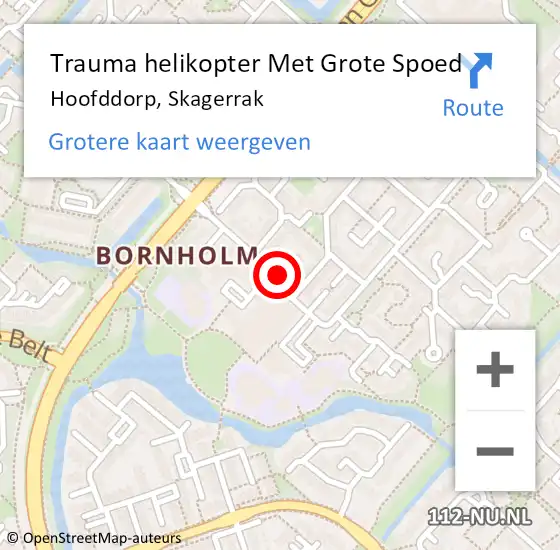 Locatie op kaart van de 112 melding: Trauma helikopter Met Grote Spoed Naar Hoofddorp, Skagerrak op 28 september 2022 20:16