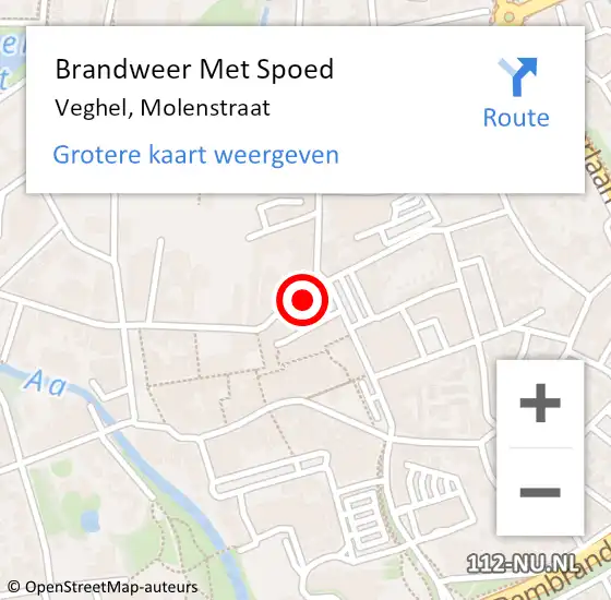 Locatie op kaart van de 112 melding: Brandweer Met Spoed Naar Veghel, Molenstraat op 28 september 2022 20:27