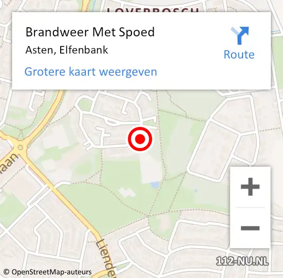 Locatie op kaart van de 112 melding: Brandweer Met Spoed Naar Asten, Elfenbank op 28 september 2022 20:31