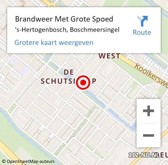 Locatie op kaart van de 112 melding: Brandweer Met Grote Spoed Naar 's-Hertogenbosch, Boschmeersingel op 28 september 2022 20:35