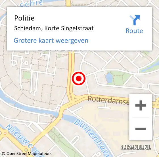 Locatie op kaart van de 112 melding: Politie Schiedam, Korte Singelstraat op 28 september 2022 20:37