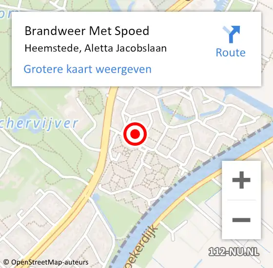 Locatie op kaart van de 112 melding: Brandweer Met Spoed Naar Heemstede, Aletta Jacobslaan op 28 september 2022 20:46