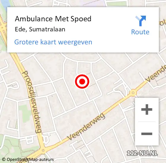 Locatie op kaart van de 112 melding: Ambulance Met Spoed Naar Ede, Sumatralaan op 28 september 2022 20:59