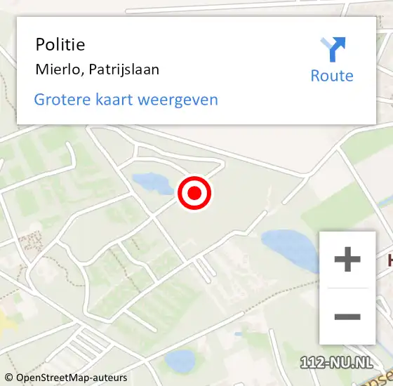 Locatie op kaart van de 112 melding: Politie Mierlo, Patrijslaan op 28 september 2022 21:09