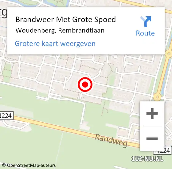 Locatie op kaart van de 112 melding: Brandweer Met Grote Spoed Naar Woudenberg, Rembrandtlaan op 28 september 2022 21:33