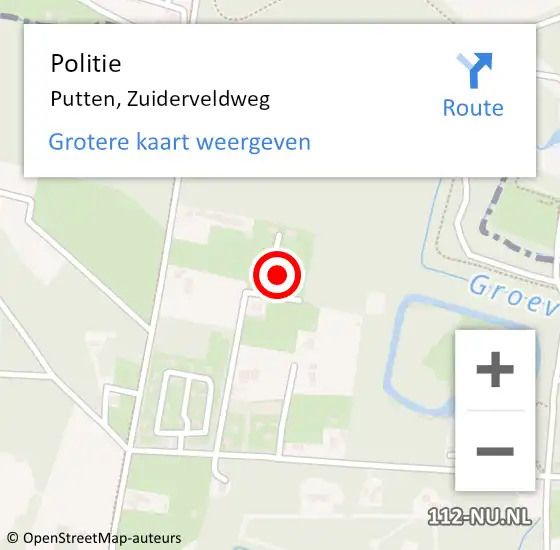 Locatie op kaart van de 112 melding: Politie Putten, Zuiderveldweg op 28 september 2022 21:36