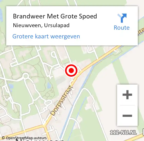 Locatie op kaart van de 112 melding: Brandweer Met Grote Spoed Naar Nieuwveen, Ursulapad op 28 september 2022 22:00