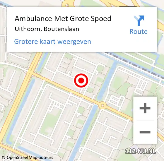 Locatie op kaart van de 112 melding: Ambulance Met Grote Spoed Naar Uithoorn, Boutenslaan op 28 september 2022 22:37