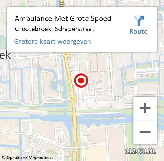Locatie op kaart van de 112 melding: Ambulance Met Grote Spoed Naar Grootebroek, Schaperstraat op 28 september 2022 22:40