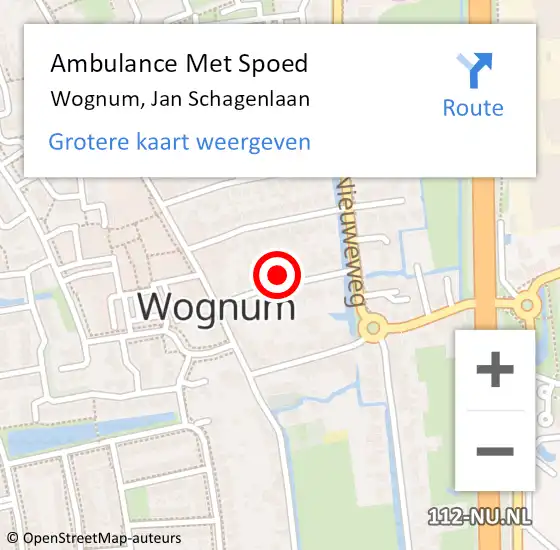 Locatie op kaart van de 112 melding: Ambulance Met Spoed Naar Wognum, Jan Schagenlaan op 28 september 2022 23:13