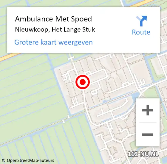 Locatie op kaart van de 112 melding: Ambulance Met Spoed Naar Nieuwkoop, Het Lange Stuk op 28 september 2022 23:33