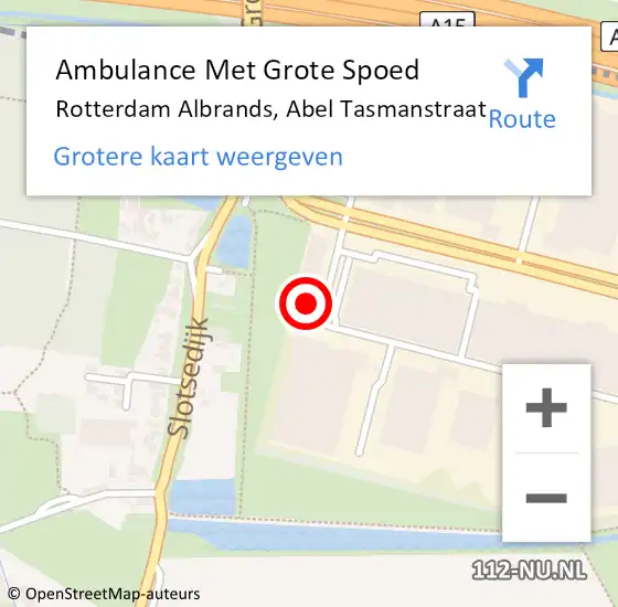 Locatie op kaart van de 112 melding: Ambulance Met Grote Spoed Naar Rotterdam Albrands, Abel Tasmanstraat op 28 september 2022 23:57