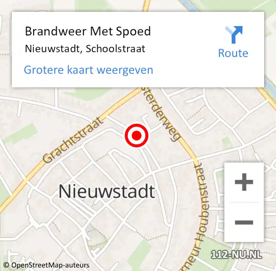 Locatie op kaart van de 112 melding: Brandweer Met Spoed Naar Nieuwstadt, Schoolstraat op 29 september 2022 00:00