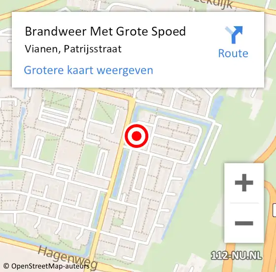 Locatie op kaart van de 112 melding: Brandweer Met Grote Spoed Naar Vianen, Patrijsstraat op 29 september 2022 00:13