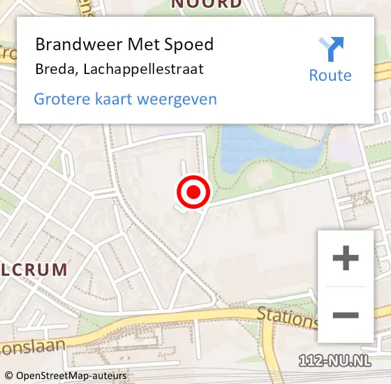 Locatie op kaart van de 112 melding: Brandweer Met Spoed Naar Breda, Lachappellestraat op 29 september 2022 00:53