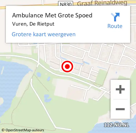 Locatie op kaart van de 112 melding: Ambulance Met Grote Spoed Naar Vuren, De Rietput op 29 september 2022 01:02