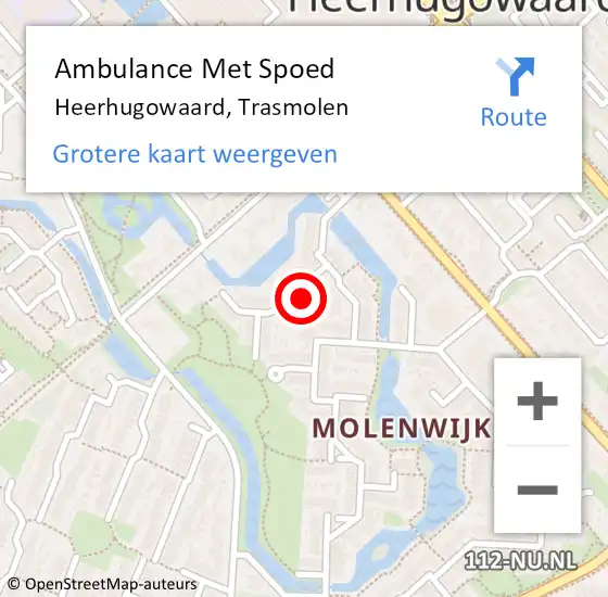 Locatie op kaart van de 112 melding: Ambulance Met Spoed Naar Heerhugowaard, Trasmolen op 29 september 2022 01:16