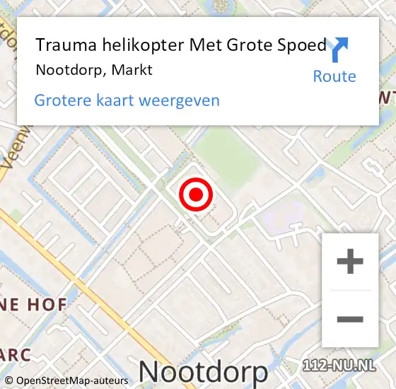 Locatie op kaart van de 112 melding: Trauma helikopter Met Grote Spoed Naar Nootdorp, Markt op 29 september 2022 01:20