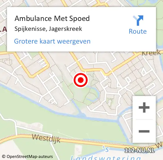 Locatie op kaart van de 112 melding: Ambulance Met Spoed Naar Spijkenisse, Jagerskreek op 29 september 2022 01:24